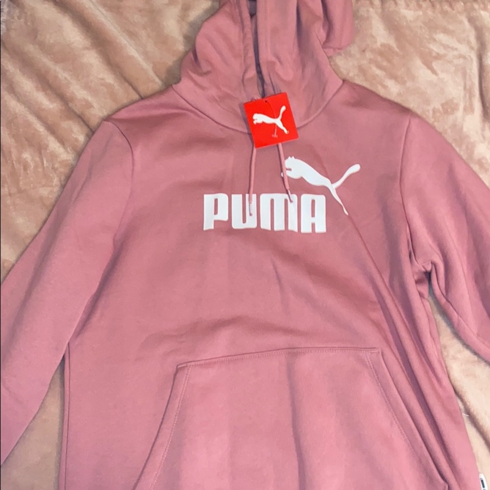 Pink puma over the head hoodie